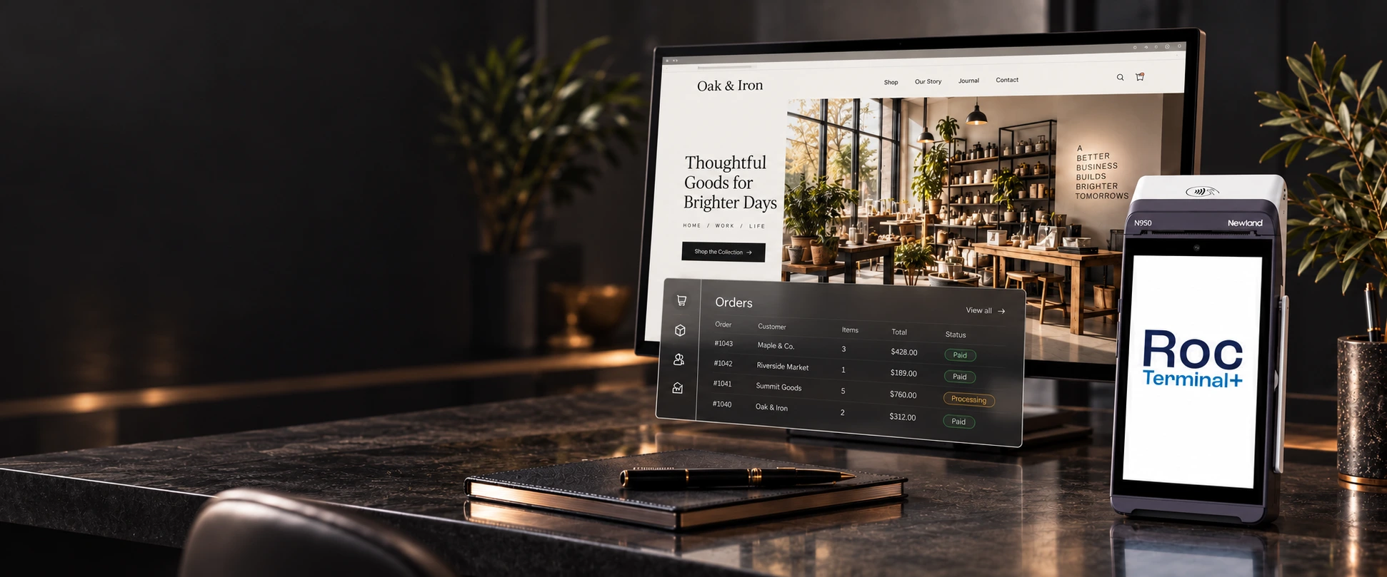 Cinematic visual concept for a connected business workspace